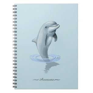 Cuaderno Delfín moderno chic y escritura en foto azul claro