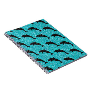 Cuaderno Delfín nadando Glitter negro Animales del Océano