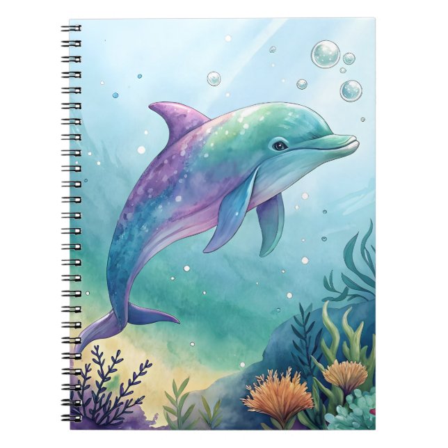 Cuaderno delfín pintado a la acuarela (Frente)