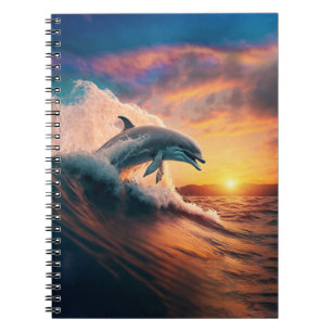 Cuaderno Delfín realista salta al océano niños adultos al a