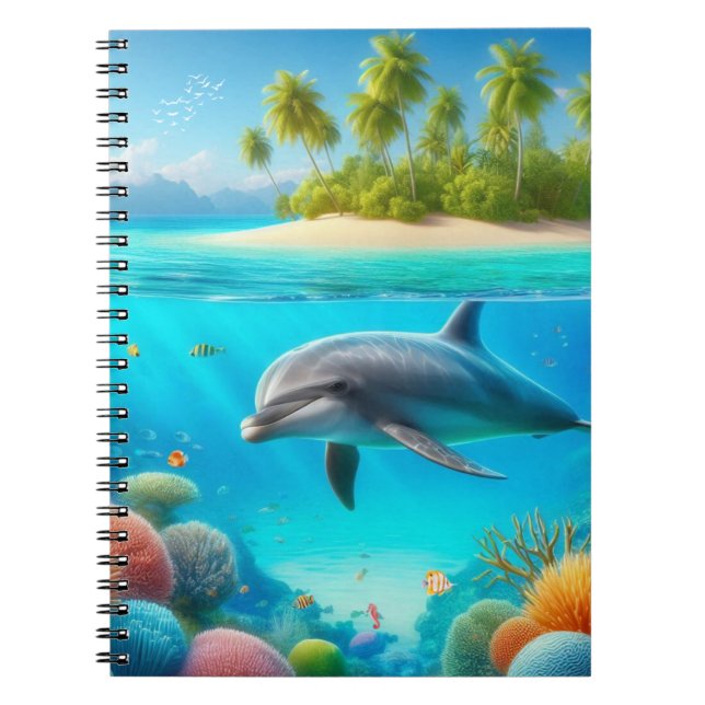 Cuaderno Delfín submarino tropical/Hawái colorido (Frente)