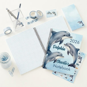Cuaderno Delfines Azules Acuarela 2026 Spiral