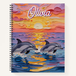 Cuaderno Delfines Impasto y olas del océano