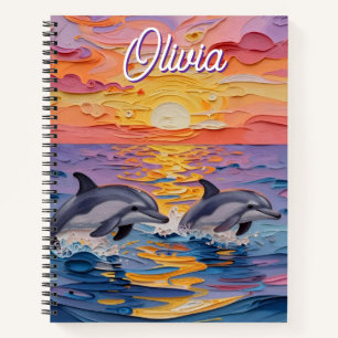 Cuaderno Delfines Impasto y olas del océano