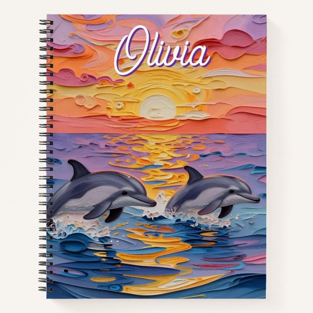 Cuaderno Delfines Impasto y olas del océano   (Anverso)