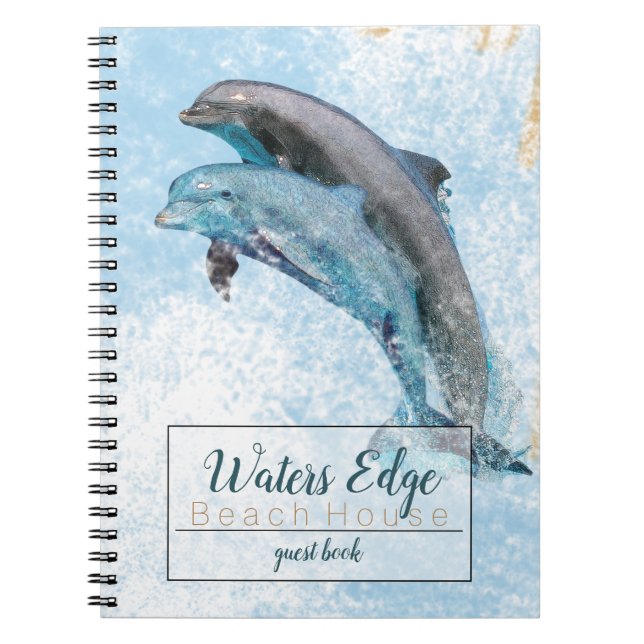 Cuaderno Delfines saltando en arte costero acuático (Frente)