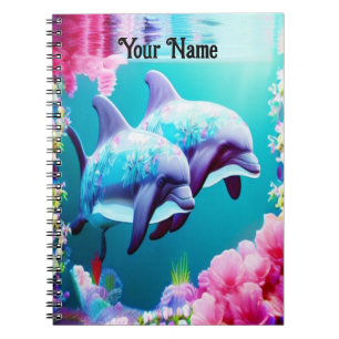 Cuaderno Delfines singulares y subacuáticos florales