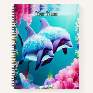 Cuaderno Delfines singulares y subacuáticos florales