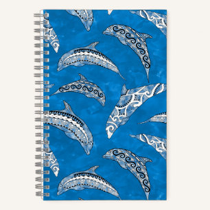 Cuaderno Delfines tribales de Hawái azul oceánico