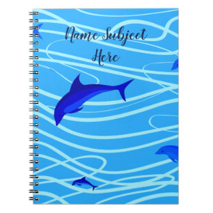 Cuaderno Delfines y agua personalizada Añadir tu nombre o t