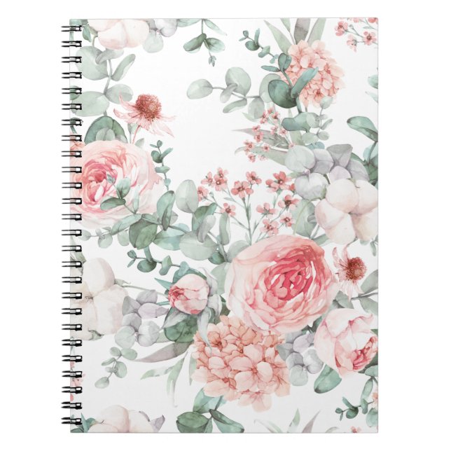 Cuaderno Delicada acuarela floral Spiral Photo Notebook. (Frente)