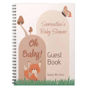Cuaderno Delicada Baby Shower de Fox con temática forestal
