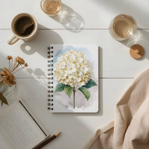 Cuaderno Delicada Floración de Hortensia Blanca en Acuarela
