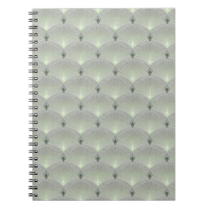 Cuaderno Delicada, verde y gris, art deco.