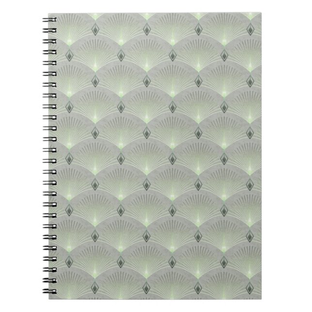 Cuaderno Delicada, verde y gris, art deco. (Frente)