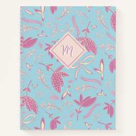 Cuaderno Delicadas flores azules y arcos