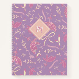 Cuaderno Delicadas flores moradas y arcos
