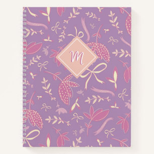 Cuaderno Delicadas flores moradas y arcos