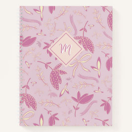 Cuaderno Delicadas flores y arcos rosados