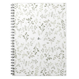 Cuaderno Delicado patrón botánico ditsy verde salvia