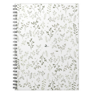 Cuaderno Delicado patrón botánico ditsy verde salvia