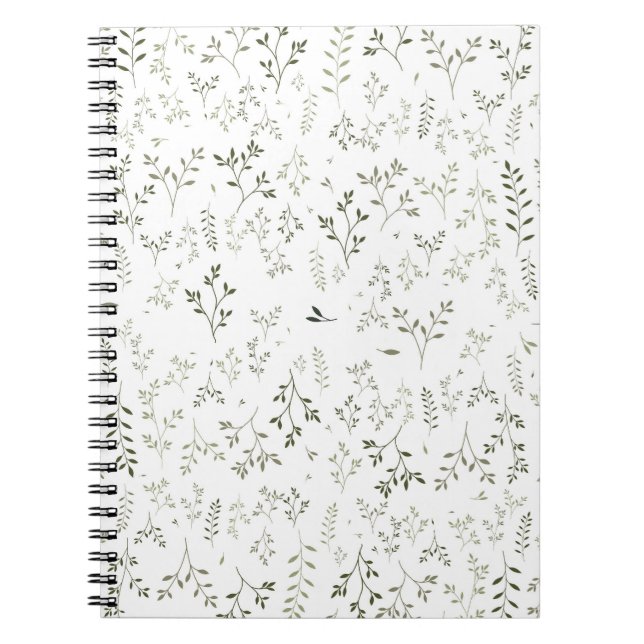 Cuaderno Delicado patrón botánico ditsy verde salvia (Frente)