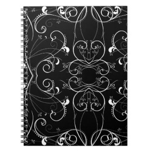 Cuaderno Delicado patrón floral repetitivo en blanco sobre 