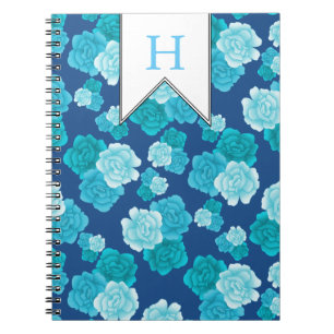 Cuaderno Delicado patrón Personalizado de flores azules