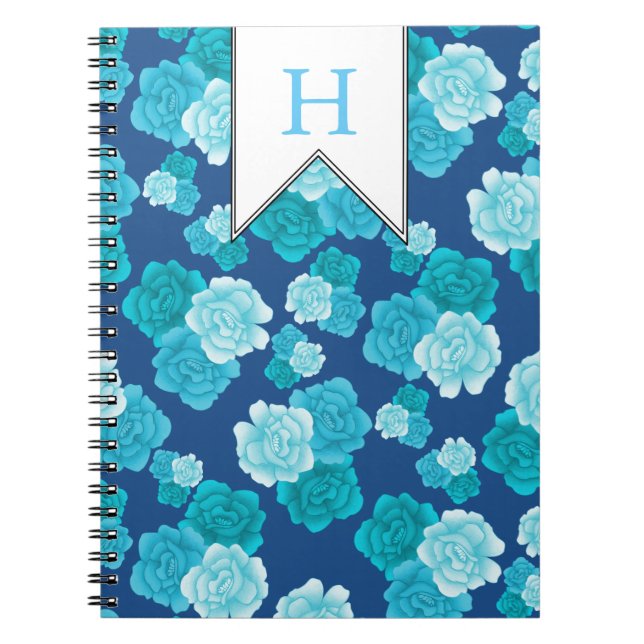 Cuaderno Delicado patrón Personalizado de flores azules (Frente)