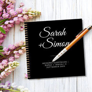 Cuaderno Delicado portátil Boda moderno negro
