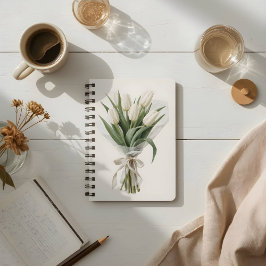 Cuaderno Delicado ramo de tulipanes blancos en acuarela