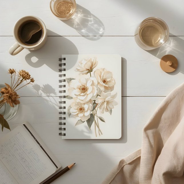 Cuaderno Delicate Watercolor White Flowers Botanical  (Subido por el creador)
