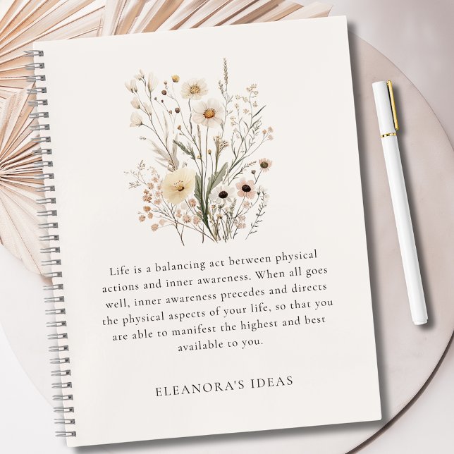 Cuaderno Delicate Wildflowers Motivational Quote  (Delicate Wildflowers Motivational Quote Notebook)