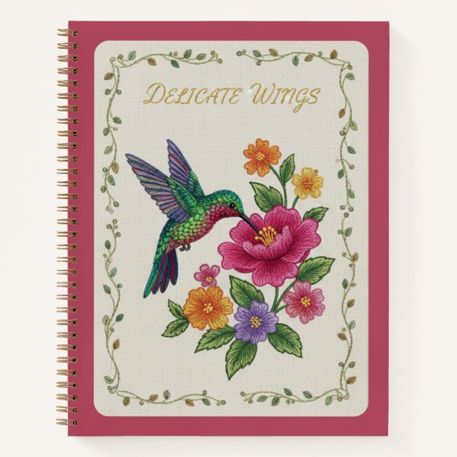 Cuaderno Delicate Wings Embroidered Hummingbird Floral (Anverso)