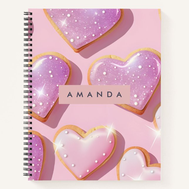 Cuaderno Delicia de Galleta de Corazón Brillante Personaliz (Anverso)
