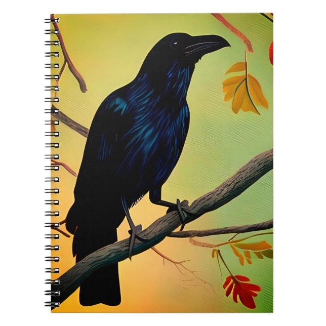 Cuaderno Deliciosa Raven De Diversión En La Rama (Frente)