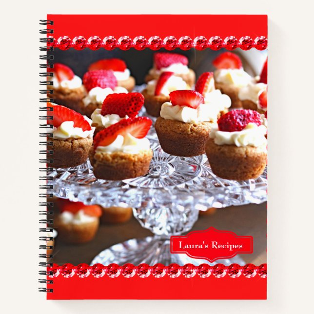 Cuaderno Deliciosa receta de postre de fresa para pasteles (Anverso)