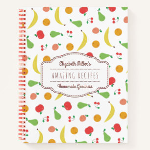 Cuaderno Delicioso patrón de fruta Recetas Nombre perso