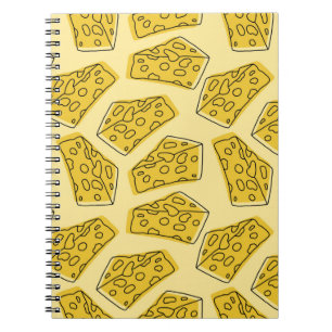 Cuaderno delicioso patrón sin soldadura de queso aislado en