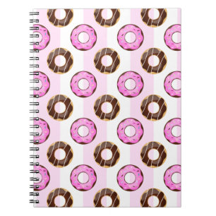 Cuaderno Deliciosos Donuts Pink Stripes Pattern Notebook