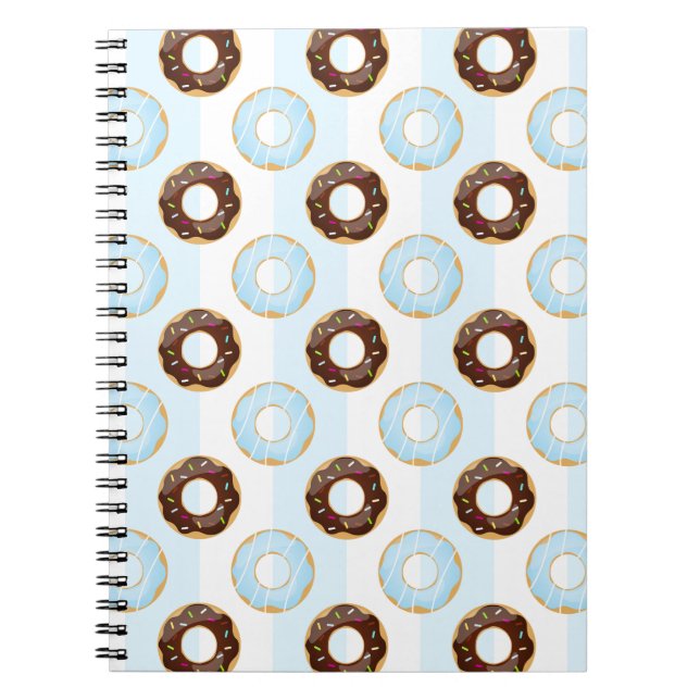 Cuaderno Delicious Donuts Blue Stripes Pattern Notebook (Frente)