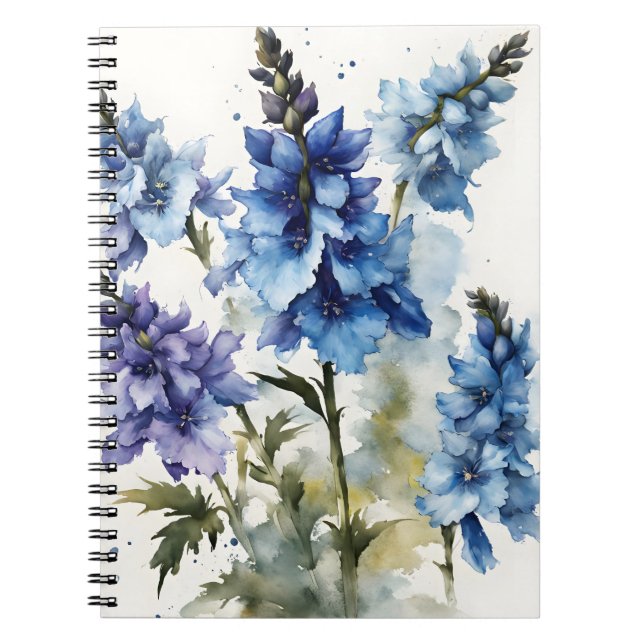 Cuaderno Delphinium - Flores acuarela (Frente)