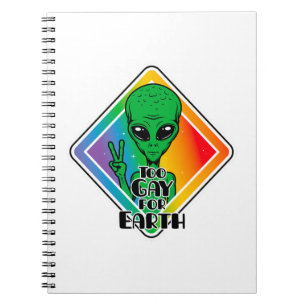 Cuaderno Demasiado gay para la Tierra Funny OVNI alienígena