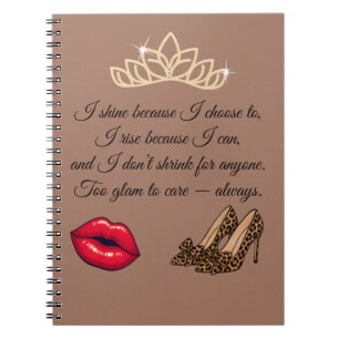 Cuaderno Demasiado Glam para Preocuparse – Frase Chic