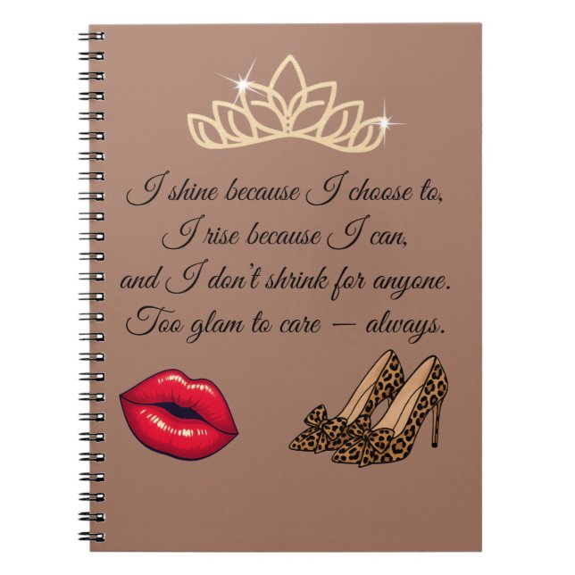 Cuaderno Demasiado Glam para Preocuparse – Frase Chic (Frente)