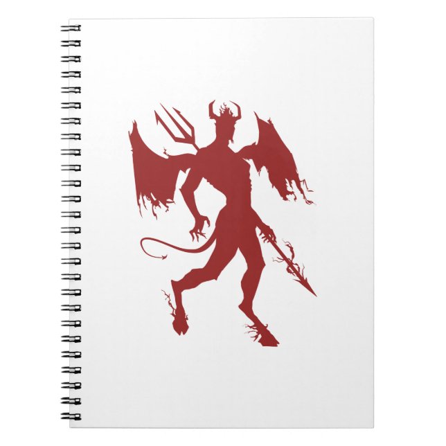 Cuaderno Demonio rojo, Lucifer, Diablo, satinado, caminando (Frente)