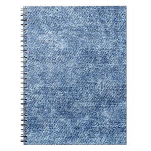Cuaderno Denim azul de lavado con ácido, textura de cierre.