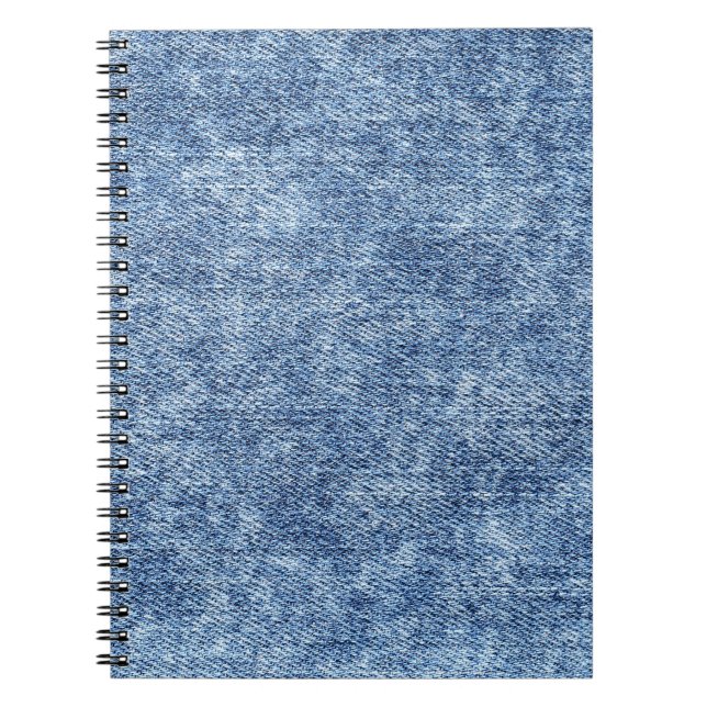 Cuaderno Denim azul de lavado con ácido, textura de cierre. (Frente)