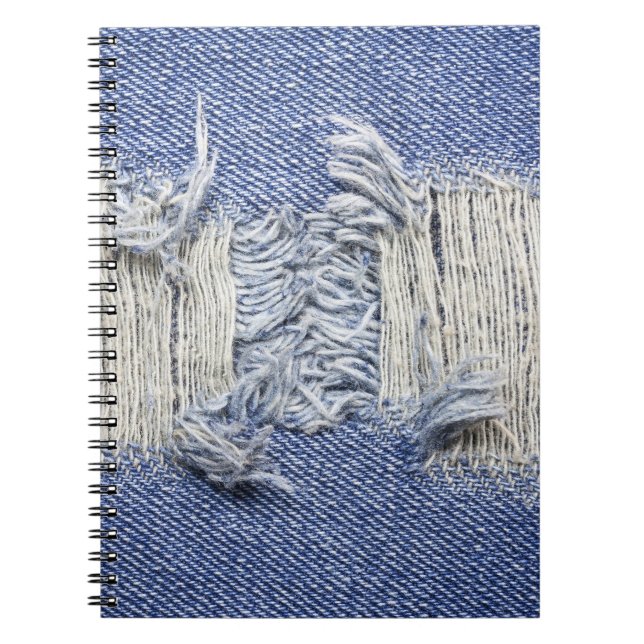 Cuaderno Denim azul roto: textura de jeans. (Frente)