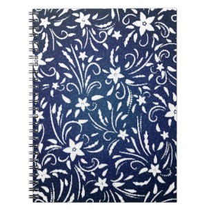 Cuaderno Denim Blooms: Fondo del patrón floral